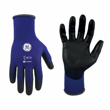 GE Polyurethane Coated General Purpose Gloves, 18 Gauge, BLU/BLK, LRG, 1/PR GG206LC